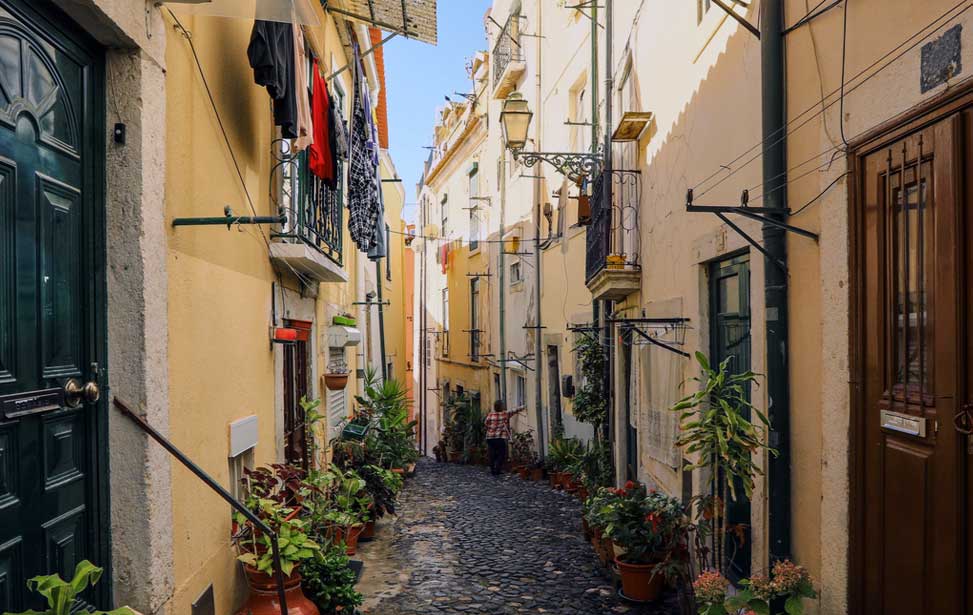 Narrow alleyway in the Alfama